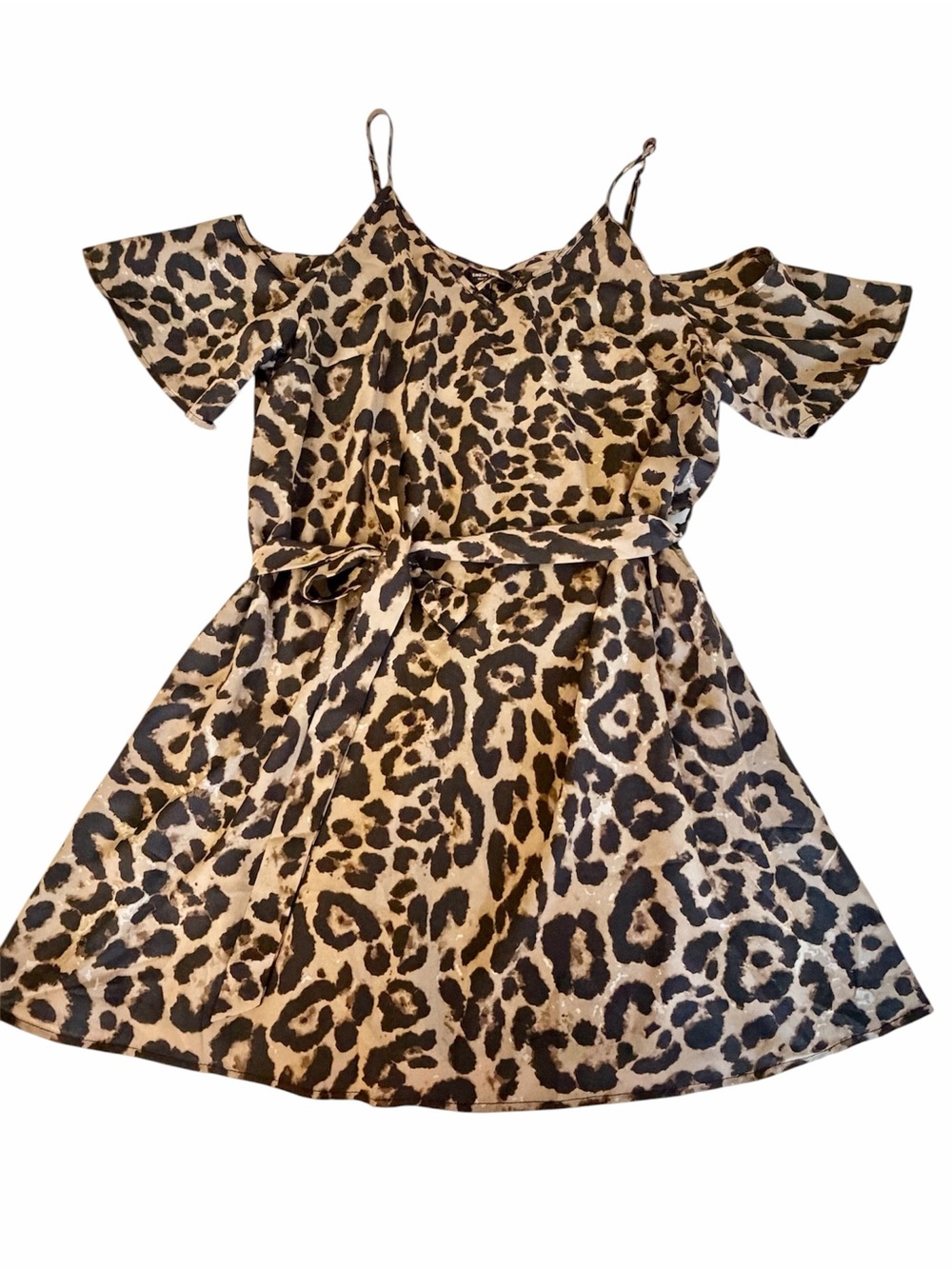 SHEIN Curve Cold Shoulder Leopard Skin Mini Dress Size 1XL